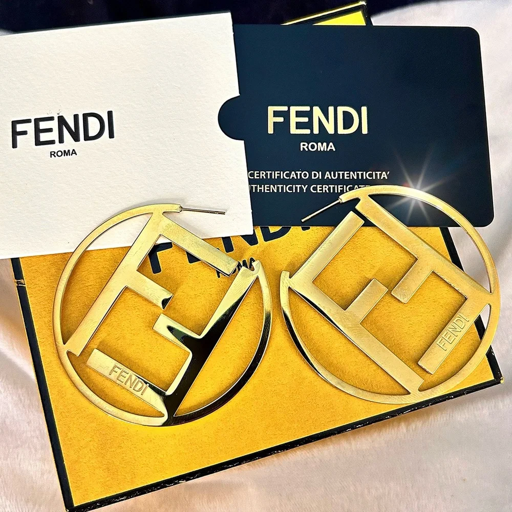Authentic FENDI F is Fendi Large Hoop Earrings (LOWEST PRICE!) No negotiations! - Picture 10 of 13
